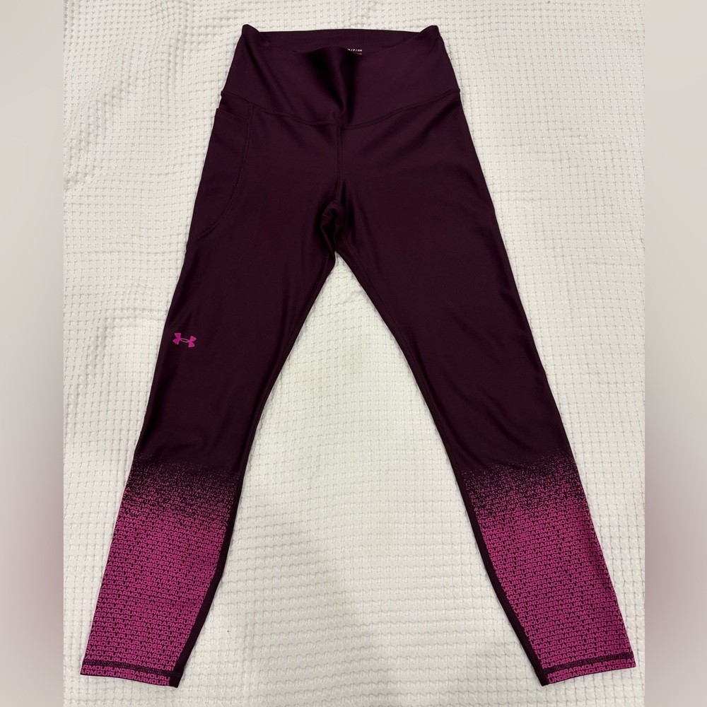 Under Armour HeatGear Leggings Women’s Small Plum Pink Graphic Compression